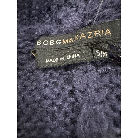 BCBG Maxazria Women's All Navy Blue Turtle Neck Poncho Sweater Size S/M NWT - Picture 16 of 16